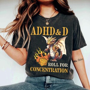 Adhd and d Roll for concentrationRPG Shirt, DnD Class Shirt, D&D Clothing, D and D Character Class T Shirt, Rogue Shirt, DnD Gift