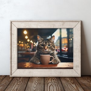 Tabby Cat Coffee Art - Cozy Home Décor, Cat Lover Gift, Instant Download