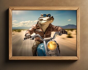 Arte mural único de cocodrilo: regalo divertido, decoración del hogar, regalo para amantes de las tortugas y descarga digital.
