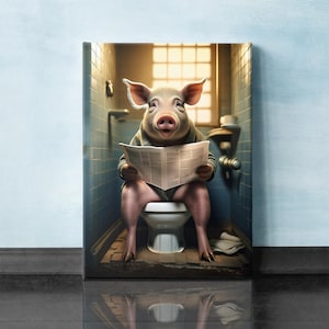 Arte de parede de banheiro de porco, decoração engraçada para impressão de arte de banheiro, arte de parede de banheiro, download digital