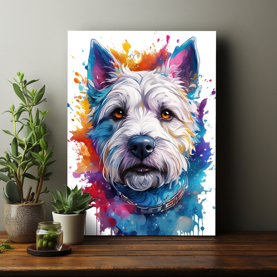 West Highland White Terrier Dog Portrait - Digital Print Abstract ...