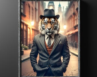 Tiger Gangster Wall Art Print - Unique Poster Home Decor and  Digital Download