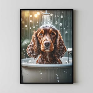Cocker Spaniel Bathroom Art - Ideal Funny Gift, Home Decor, Dog Portrait, Digital Download