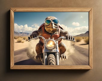 Funny Tortoise Wall Art - Unique Home Decor, Tortoise Lover Gift and Digital Download