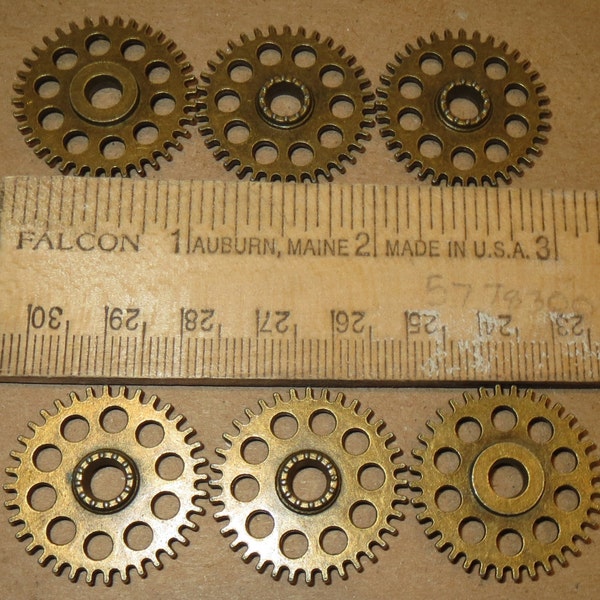 6 Heavy GEARS ONLY 1 Inch Large NeW CLoCK Watch Style STEAMPUNK Wheels Cogs Parts Pieces