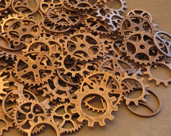 40g Antiqued Copper GEARS ONLY 1/2-1 Inch Medium to Large NeW CLoCK Watch Style STEAMPUNK Wheels Cogs Parts Pieces