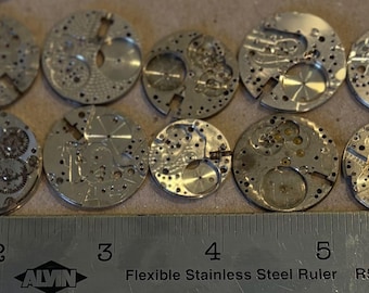 10 Vintage Watch Partial Movement and Plates: Steampunk Craft Parts