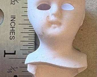 Antique PINK Bisque Frozen Charlotte Doll Head, German Factory, Assemblage