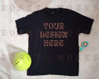 Black Kids T-shirt Mockup PNG, printify kids tee shirt black mockup, cute kids tee-shirt mockup