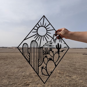 Kaktus-Metallkunst | Wüsten Dekor | Große Metallwand Kunst | Metall Kaktus Dekor | Arizona Kunst