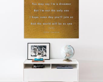 John Lennon The Beatles You Say I'm A Dreamer Arte de pared de metal, letrero grande con letra romántica, decoración de pared de rock clásico, regalo de aniversario