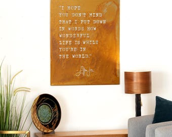Arte mural de metal 3D en tendencia, arte mural con la letra de la canción "I Hope You Don't Mind", decoración para el hogar de metal con pátina de cobre, regalo de aniversario de estaño cortado con láser