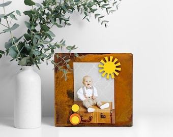 Juego de marcos magnéticos para fotos, estilo bohemio, rústico, antiguo, para trabajar desde casa, accesorio de escritorio para oficina, marcos de fotos rústicos de granja, regalo