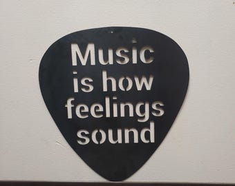 Decoración de pared con púa de guitarra metálica / Cita musical para el hogar