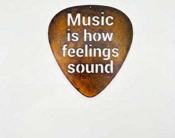 Metal Guitar Pick Wall Art | Music Quote Home Decor