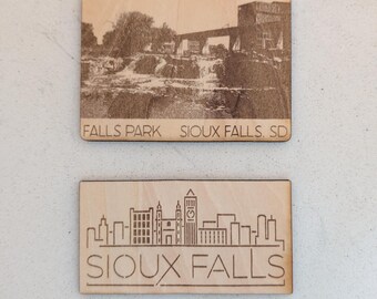Juego de imanes de madera de Sioux Falls / Horizonte de Dakota del Sur, Falls Park