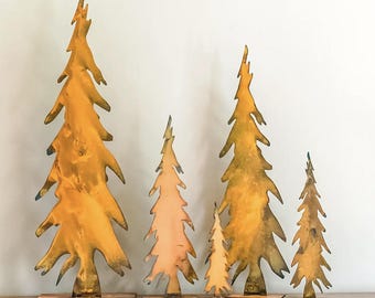 Christmas Trees Metal | Rustic Modern Christmas Decor | Metal Decor | Metal Art | Holiday Metal Decor | Mountain Cabin Decor