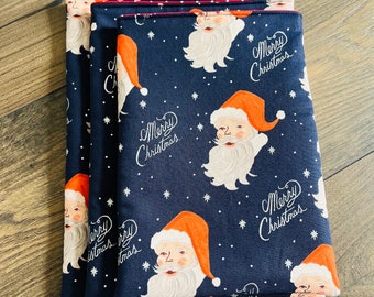 Padded Book Sleeve: Rifle Paper Co. Santa Fabric Book Cozy