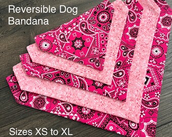 Pink bandana, over the collar, dog bandana, reversible, 2 sided, double sided, bandana, cotton, bandanna, cat