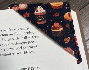 PSL bookmark, corner bookmark, Pumpkin Spice Latte, Cozy feeling, Fabric Bookmark, Bookmark corner, Pumpkin Pie, Reader gift, bookish, Fall