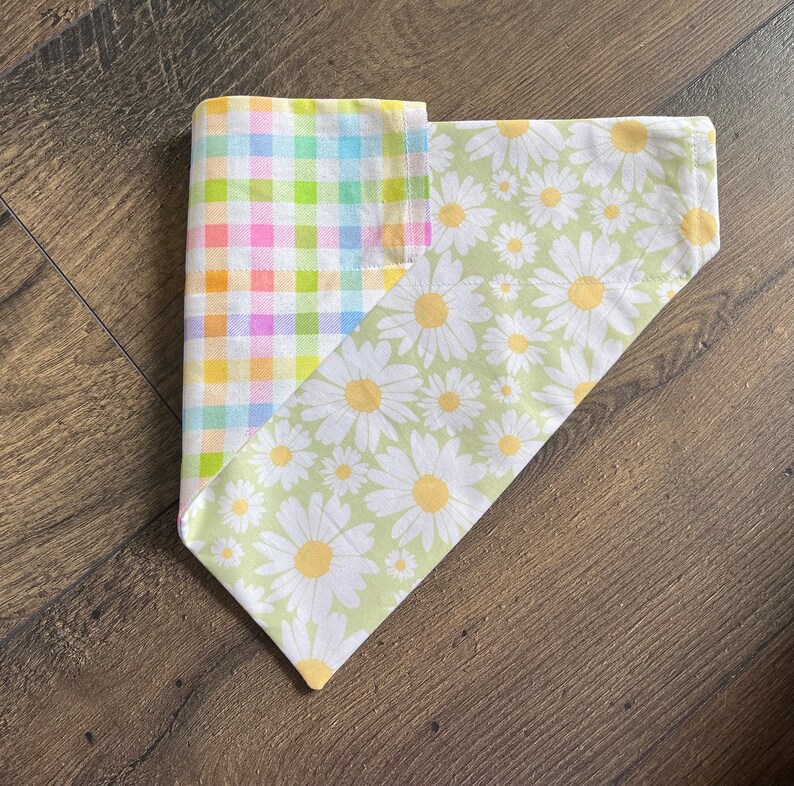 Spring dog bandana, over the collar, bandana, reversible, 2 sided, double sided, bandana, bandanna, pet, cat, dog clothes, easter, daisy image 9