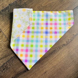 Spring dog bandana, over the collar, bandana, reversible, 2 sided, double sided, bandana, bandanna, pet, cat, dog clothes, easter, daisy image 8