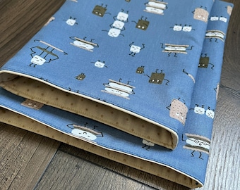 Padded book cozy, book sleeve, book pouch, book cover, travel, bookish gift, book lover, birthday gift, tablet sleeve, medium, large