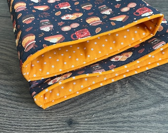 Pumpkin Spice Book Sleeve, Padded Book Cozy, Bookish Gift