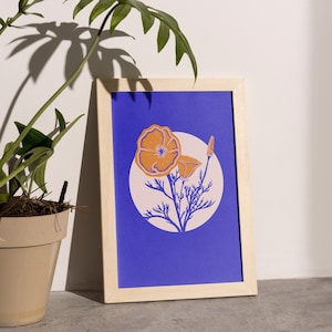 California Poppy Print | California | Vibrant Wall Art | Floral Botanical Poster | Colorful Bright Design
