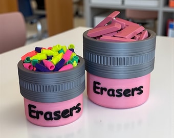Cap and Standard Eraser Containers for the Classroom