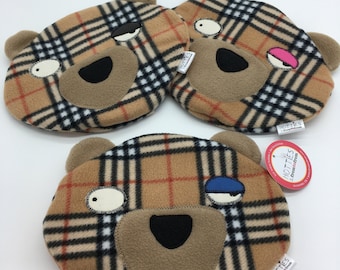 Plaid Bear Hot Water Bottle Cozy with German Bottle