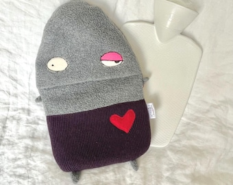Handmade Monster Hot Water Bottle Cover with German Bottle