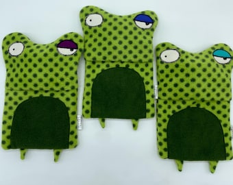 Frog Hot Water Bottle Cozy with German Bottle – Handmade Fleece Hottie