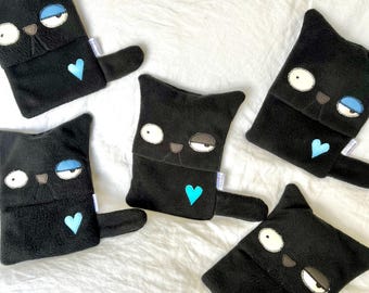 Black Cat Hot Water Bottle Cozy with German Bottle Included
