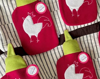 Sriracha Hotsauce Hot Water Bottle Cover with German Bottle Included