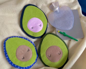 Avocado Hot Water Bottle Cozy with Heart Bottle Included