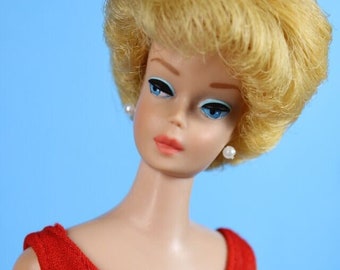 Blonde Bouffant Bubblecut Red Helenca Swimsuit Barbie Doll Mattel Vtg 1960s
