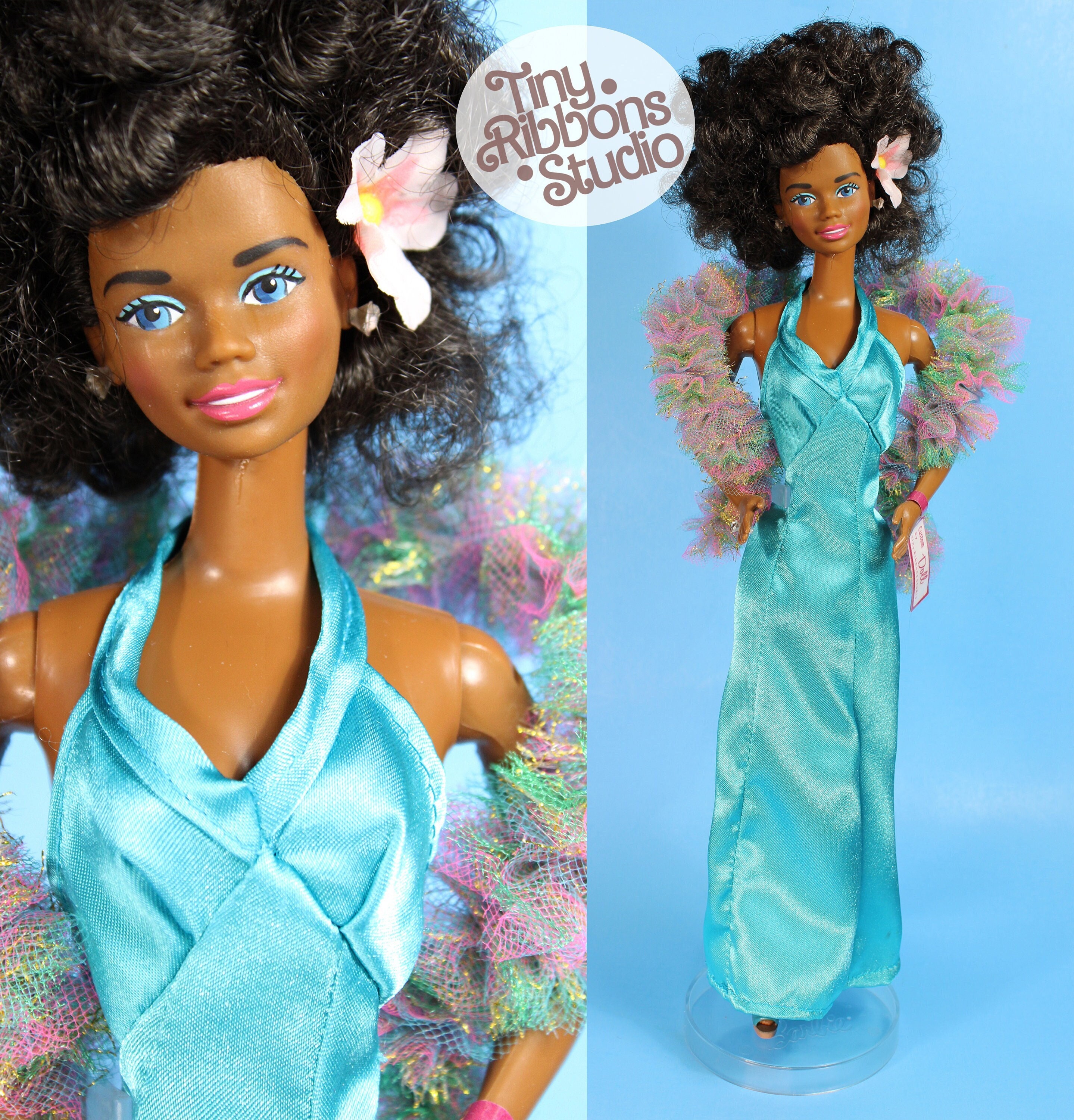 SALE Barbie Teresa OOAK Handmade Gown and Boa Holiday Special Ensemble 