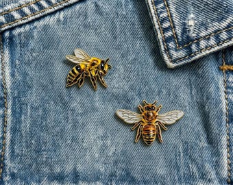 Honey Bee Enamel Pin, Bumblebee Nature Brooch