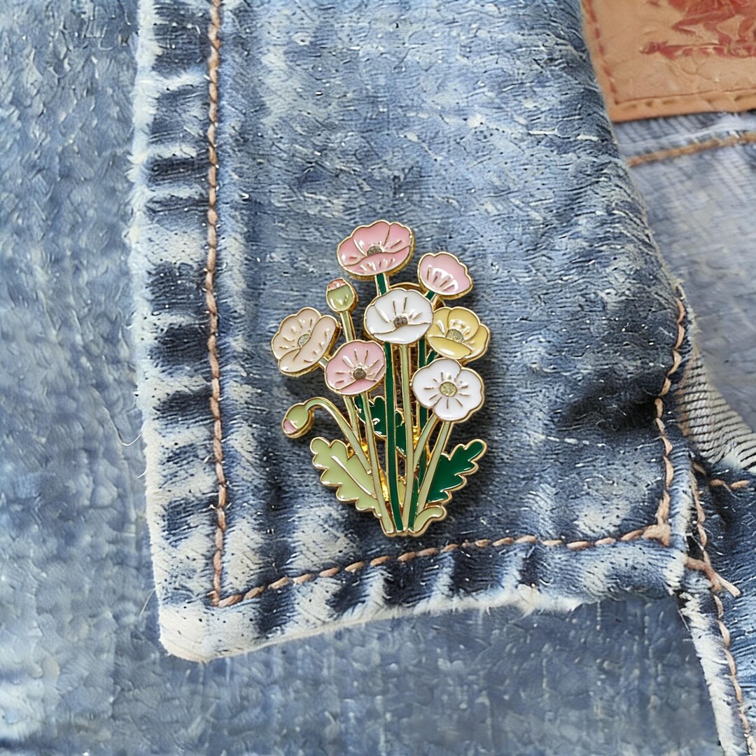 Floral Rustic Pin Pastel Wildflower Bouquet Enamel Pin Floral Garden Lapel Pin - Etsy
