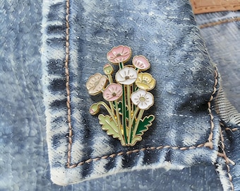 Pastel Wildflower Bouquet Enamel Pin Floral Garden Lapel Pin