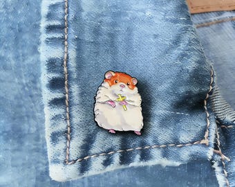 Hamster with Cross Enamel Pin Cute Christian Pet Lapel Pin