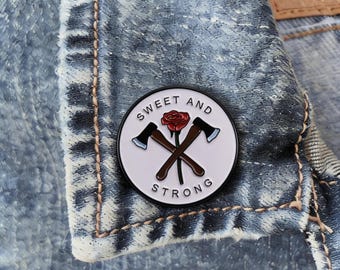 Sweet And Strong Axe Rose Enamel Pin