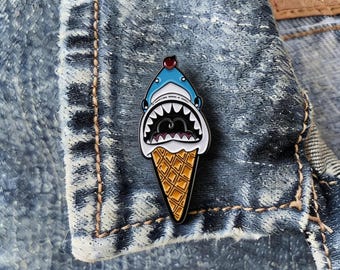 Shark Ice Cream Cone Enamel Pin Funny Lapel Pin