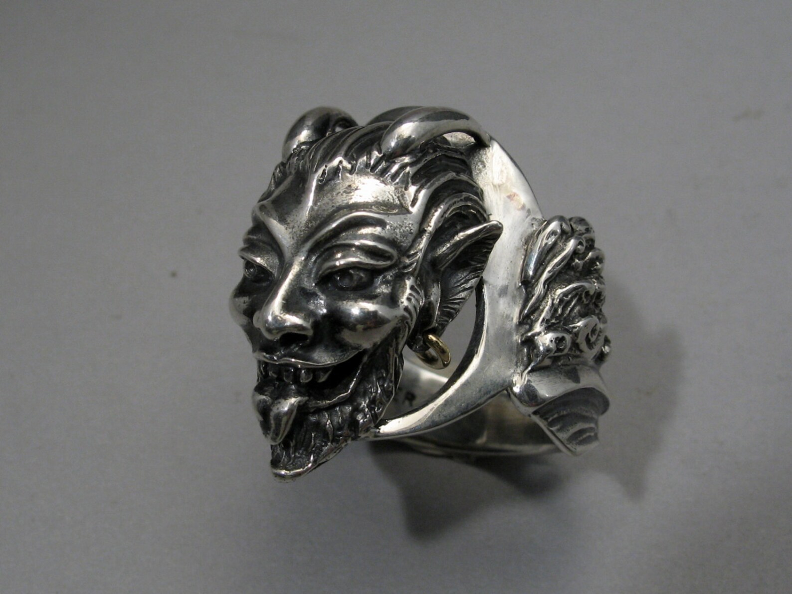 Silver Demon Ring Big Sterling Pan Ring Silver Devil Ring Mans Etsy