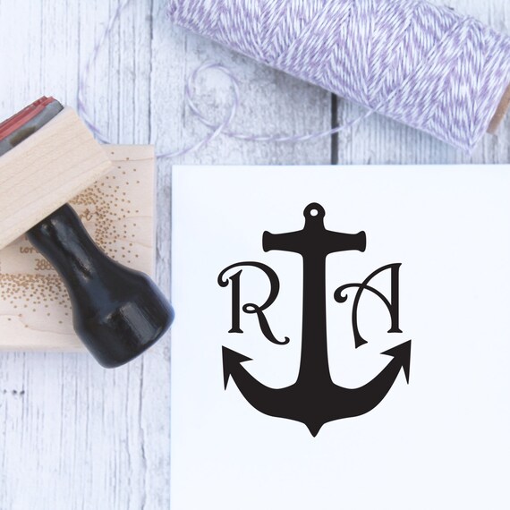 Items similar to Monogram Stamp Anchor, Nautical, Wedding Stamp