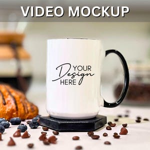 NEW Video Mockup 15oz Ceramic Accent Mug, Coffee Cup Mock-up, Mug Mock ups 15oz Print on Demand Image Printify Mug Black Handle