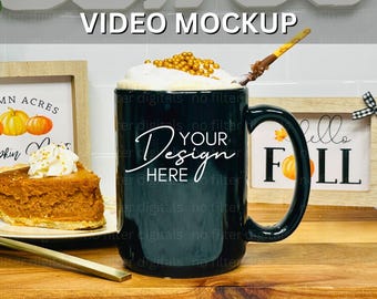 Video Mockup 15oz Black Ceramic Mug Mockup Coffee Cup Mock-up Mug Mock ups 15oz Print on Demand Image Brunch Mothers Day Printify Mug Mockup