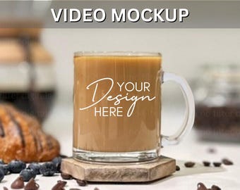 NEW Video Mockup Glass Mug Mockup Video Spring Summer Fall Winter Mug Mockup Clear Glass Mug Video Coffee Cup Mock Up Printify High Quality