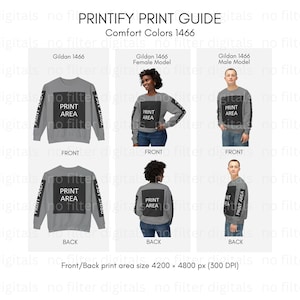 Print Area Size Guide For Printify Comfort Colors 1466 Print Area Size Chart, Printify Maximum Print Area And Placement Guide For CC1466